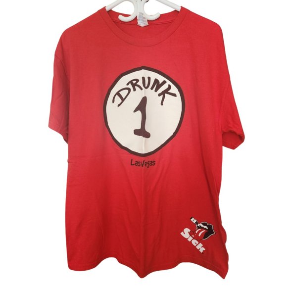 (DRUNK 2) - Drunk 1 and Drunk 2 Dr Suess Parody Short Sleeve Tees - Picture 2 of 9